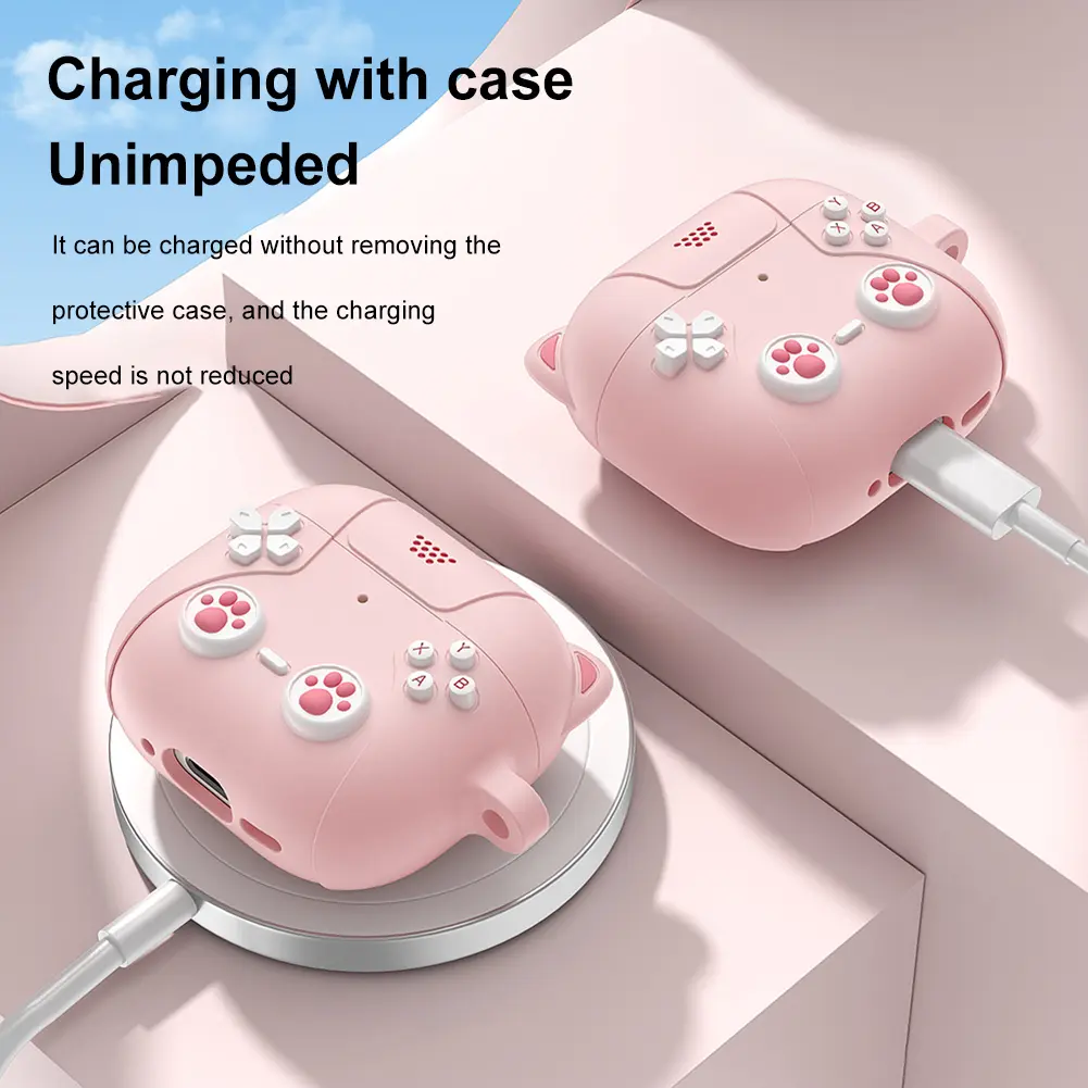 For AirPods 4 2024 Earphones Case Cute Cat Paws Silicone Protective Covers & Hook Earbuds Charging Case For Air Pods Pro 4 Case