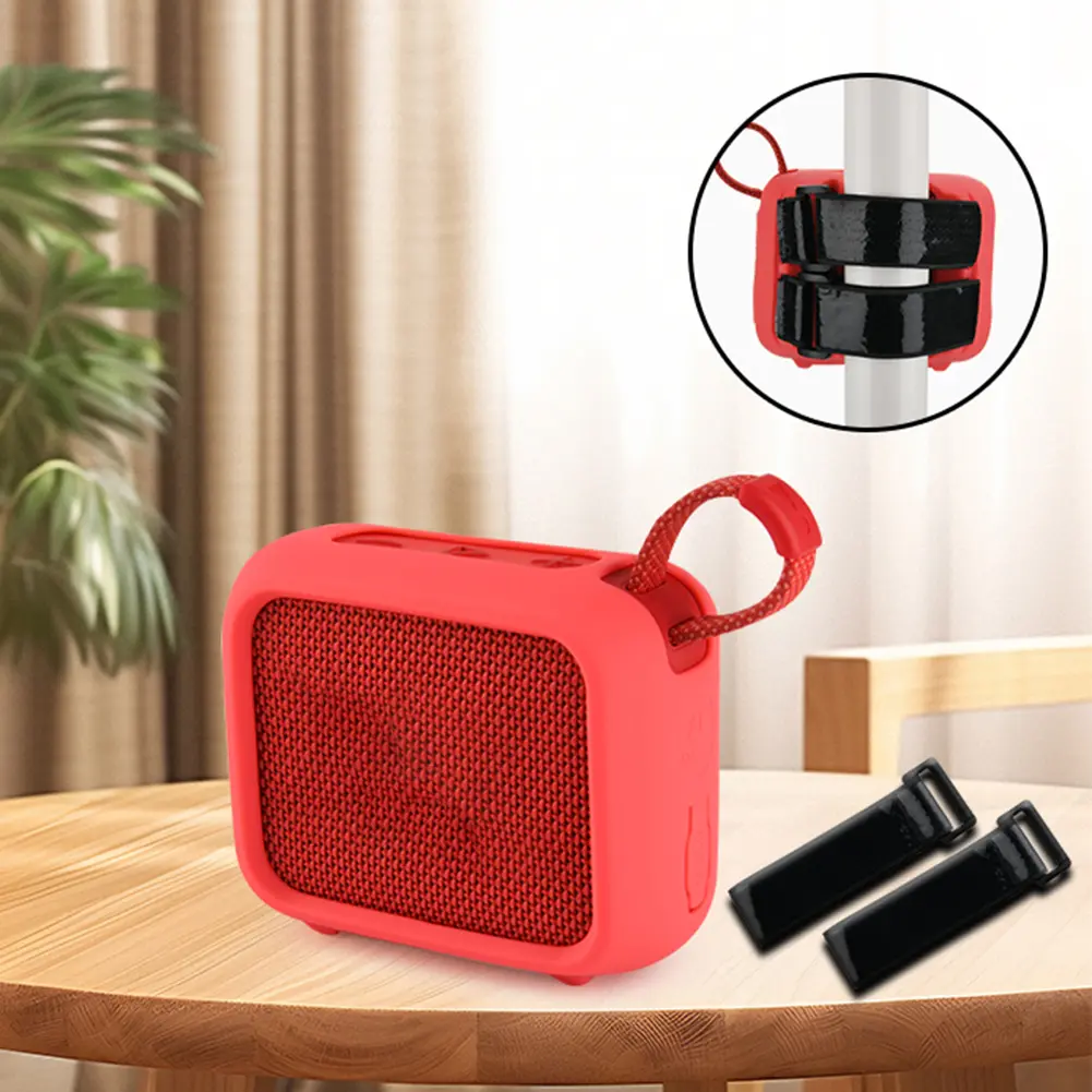 Silicone Case Travel Carrying Pouch with Speaker Mount Strap Portable Speaker Case Shockproof Speaker Cover for JBL Go 4