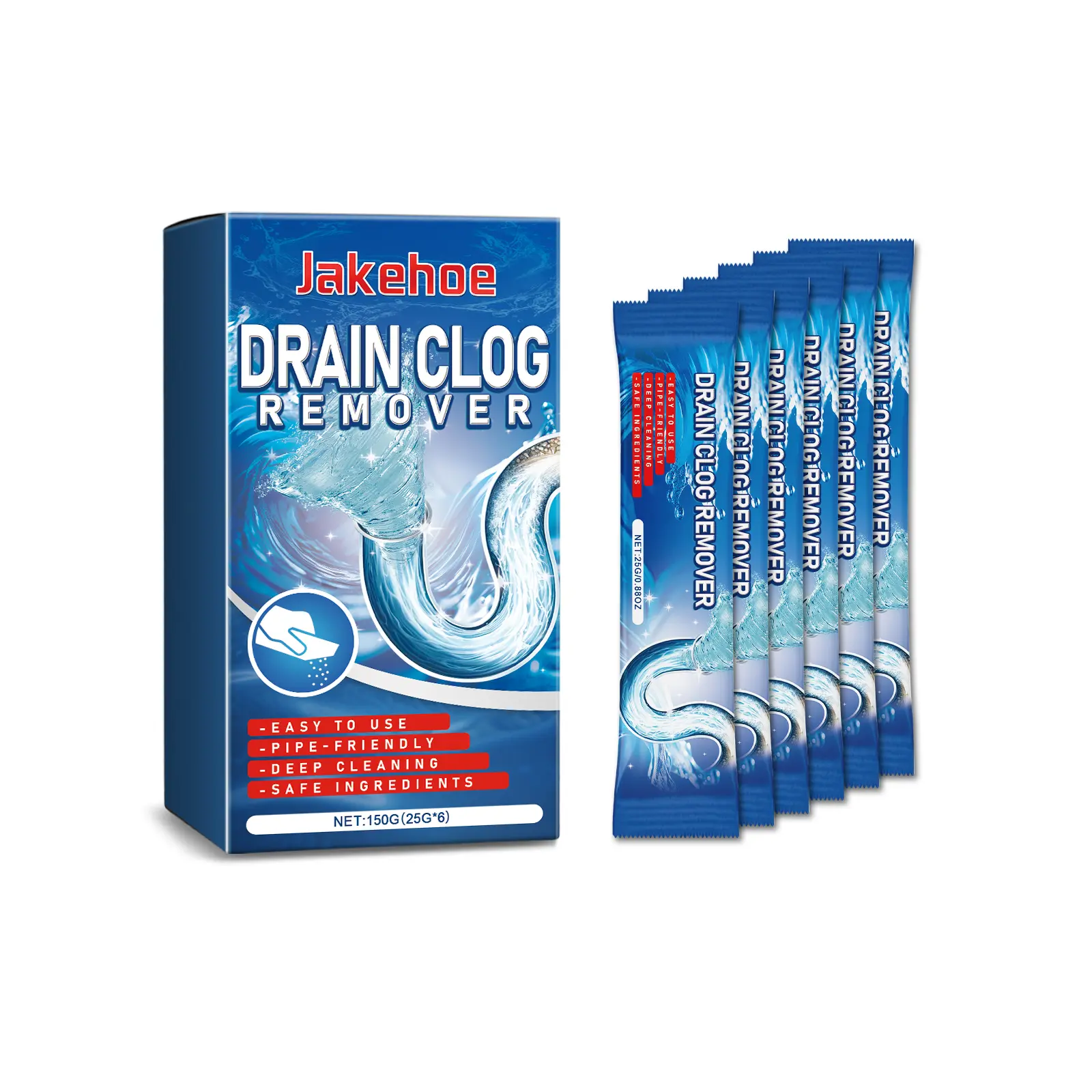 Jakehoe Pipe Unclog Cleaning Powder Kitchen Grease Toilet Clean Drain Clog Dissolving Unclog Agent-J