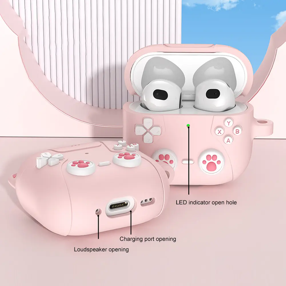 For AirPods 4 2024 Earphones Case Cute Cat Paws Silicone Protective Covers & Hook Earbuds Charging Case For Air Pods Pro 4 Case