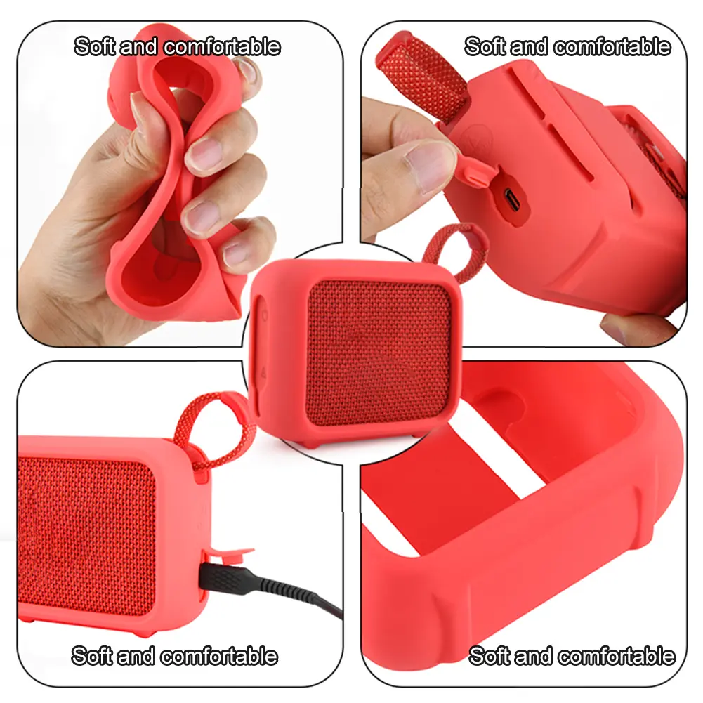 Silicone Case Travel Carrying Pouch with Speaker Mount Strap Portable Speaker Case Shockproof Speaker Cover for JBL Go 4