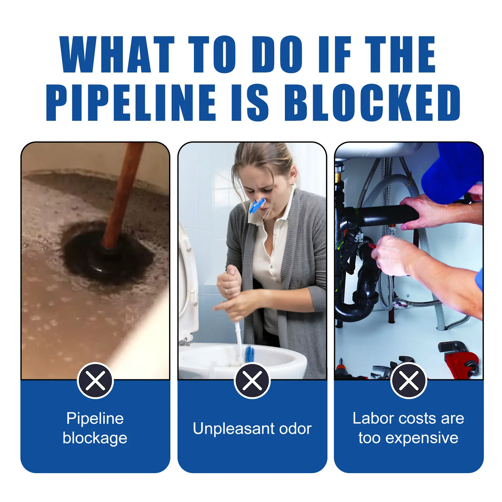 Jakehoe Pipe Unclog Cleaning Powder Kitchen Grease Toilet Clean Drain Clog Dissolving Unclog Agent-J