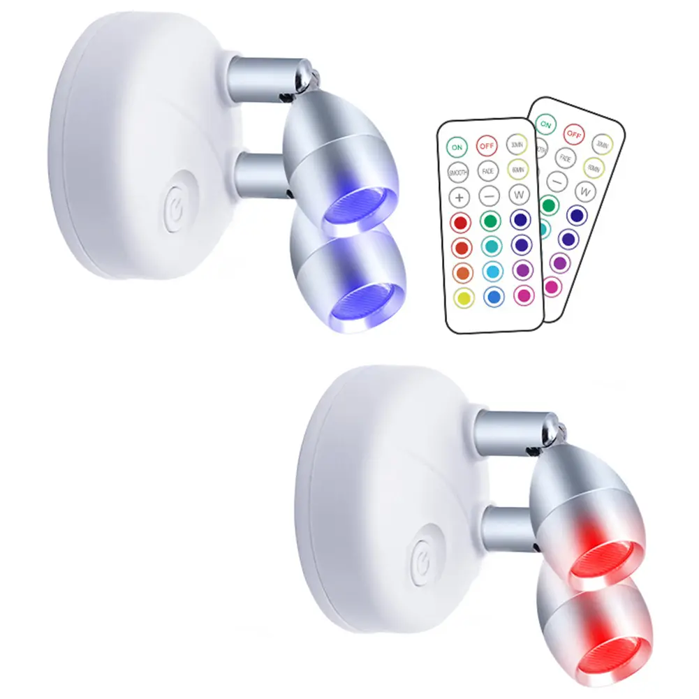 13 Colours LED Wall Mounted Light Battery Operated RGB Wall Sconces Lamp Light Last Up To 20000H Remote Control Angle Adjustable