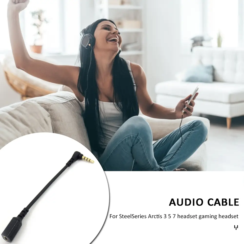 Sound Card Audio Cable+3.5mm Male to Female Cable Adapter for SteelSeries Arctis 7 5 3 Gaming Headset Accessories