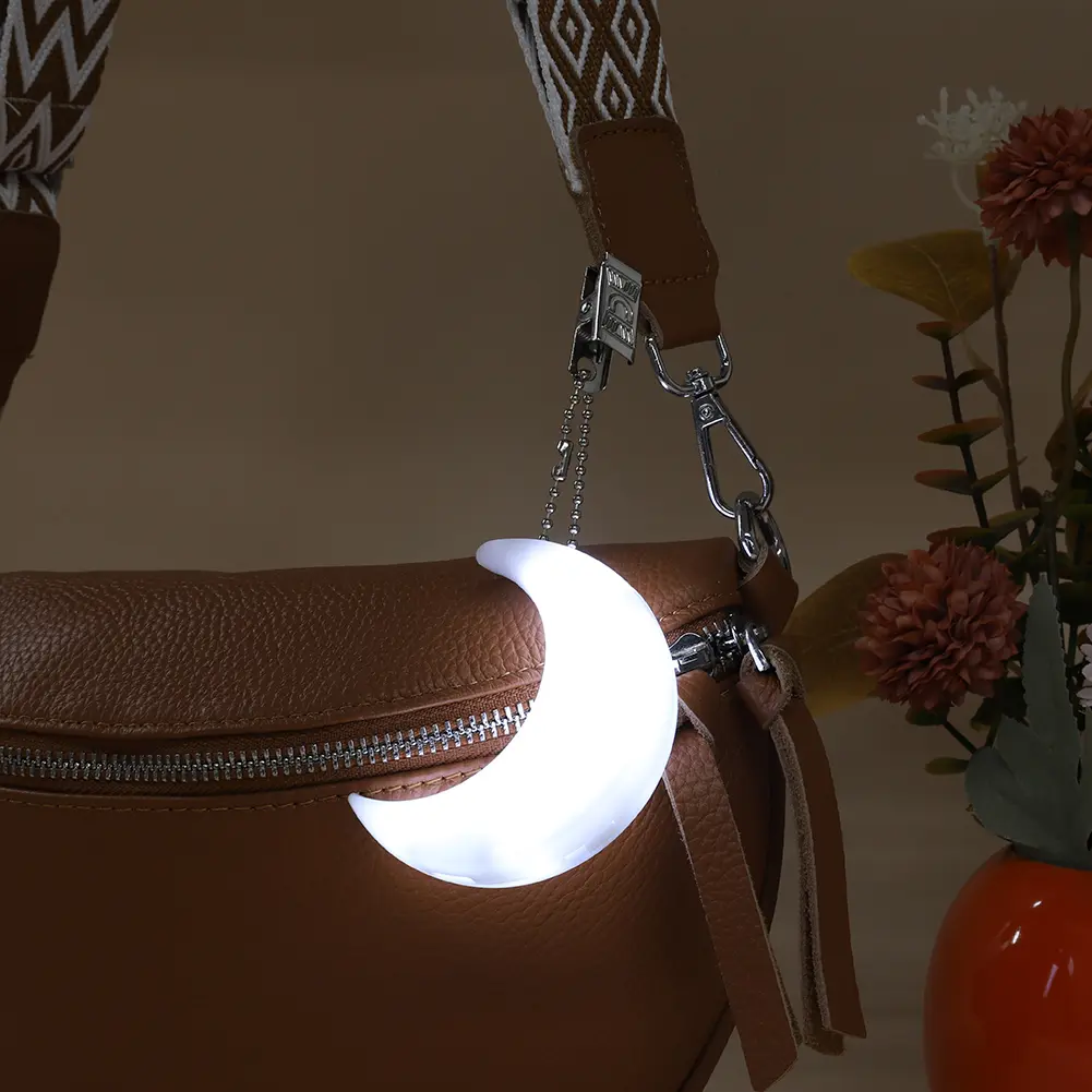 Moon Shape Handbag Light with Automatic Sensor Mini LED Bag Light with Clip Bag Hanging Night Light for Friends Gift