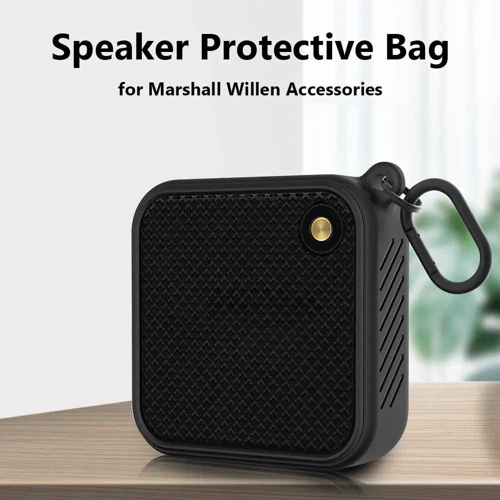 Portable Speaker Cover Silicone Shockproof Anti-fall Speaker Protective Case with Metal Hook for Marshall Willen Accessories