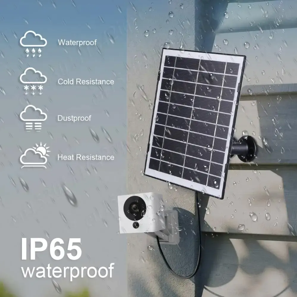 8W Solar Panel for Security Camera for EufyCam/Wyze Cam Micro USB/USB-C/DC5521 Camera Solar Panel Charger 9.8Ft Charging Cable