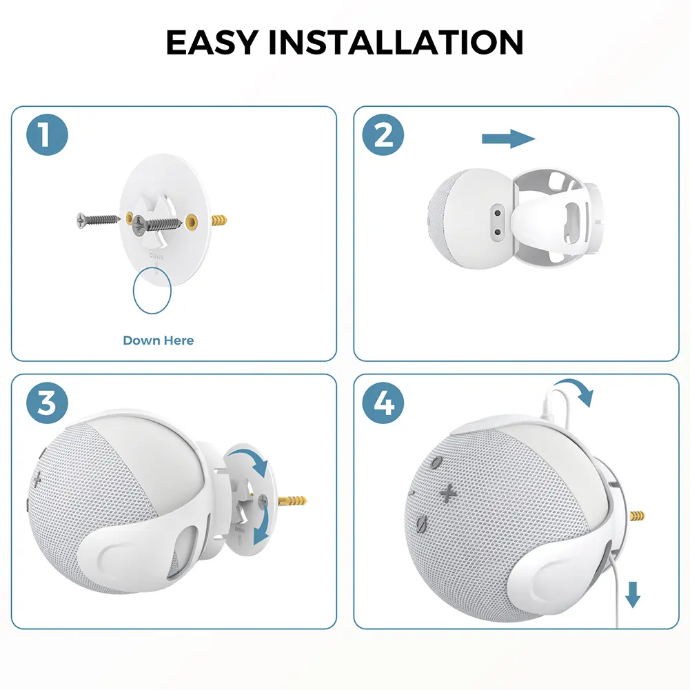Plastic Speaker Bracket Space Saving Sound Speaker Bracket with Cable Management Smart Speaker Support for  Echo Dot Gen 4