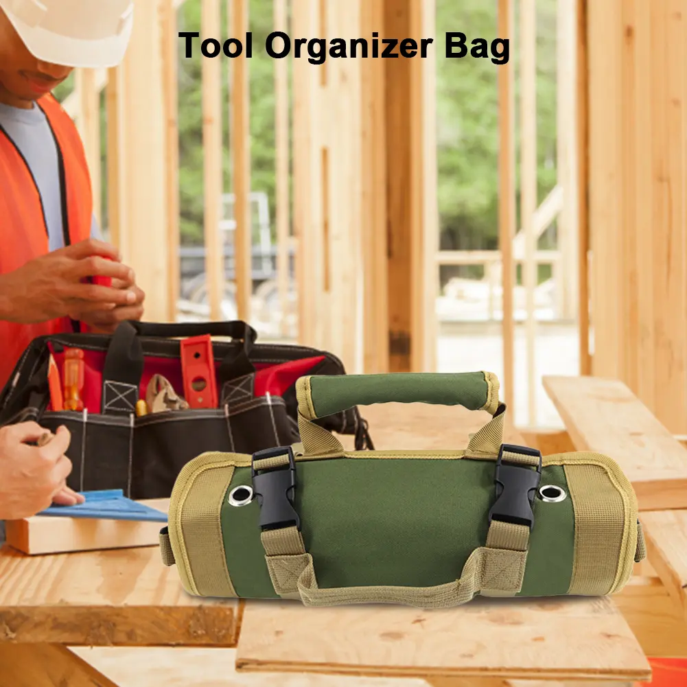 Roll Up Tool Bag Multi Pocket Tool Roll Organizer Portable Tool Organizer Carrier Bag for Mechanic/Electrician/Motorcycle/Truck