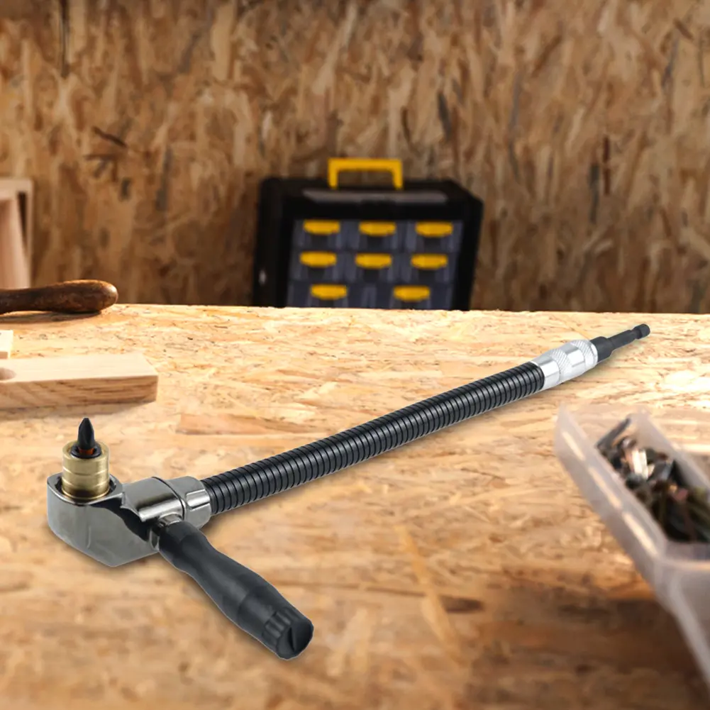 90 Degree Electric Drill Chuck 300mm Flexible Shaft Extension Rod Drill Attachment Right Angle Electric Drill Corner Tool