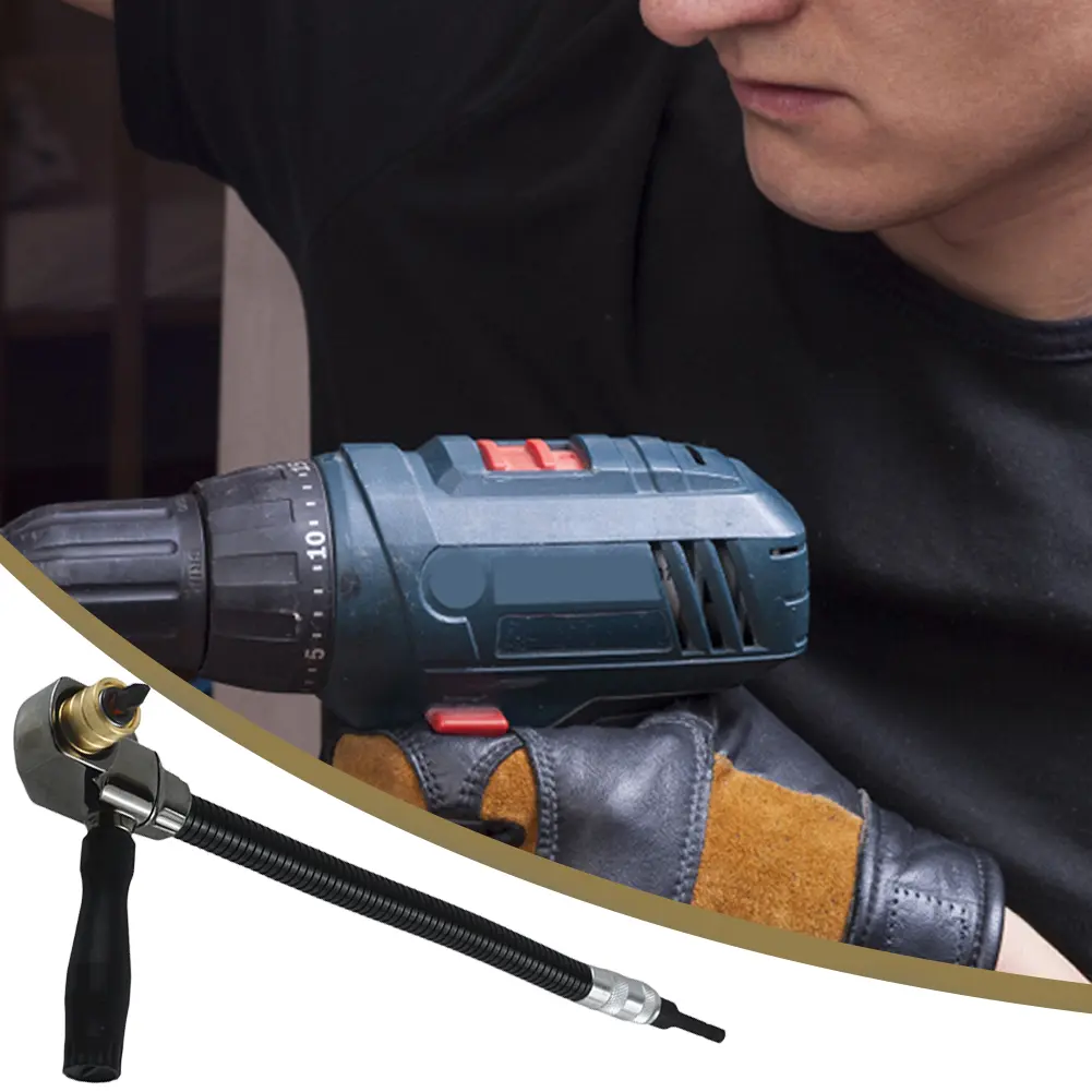 90 Degree Electric Drill Chuck 300mm Flexible Shaft Extension Rod Drill Attachment Right Angle Electric Drill Corner Tool