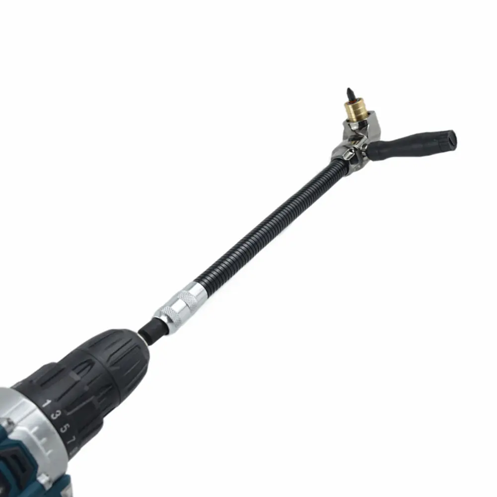 90 Degree Electric Drill Chuck 300mm Flexible Shaft Extension Rod Drill Attachment Right Angle Electric Drill Corner Tool