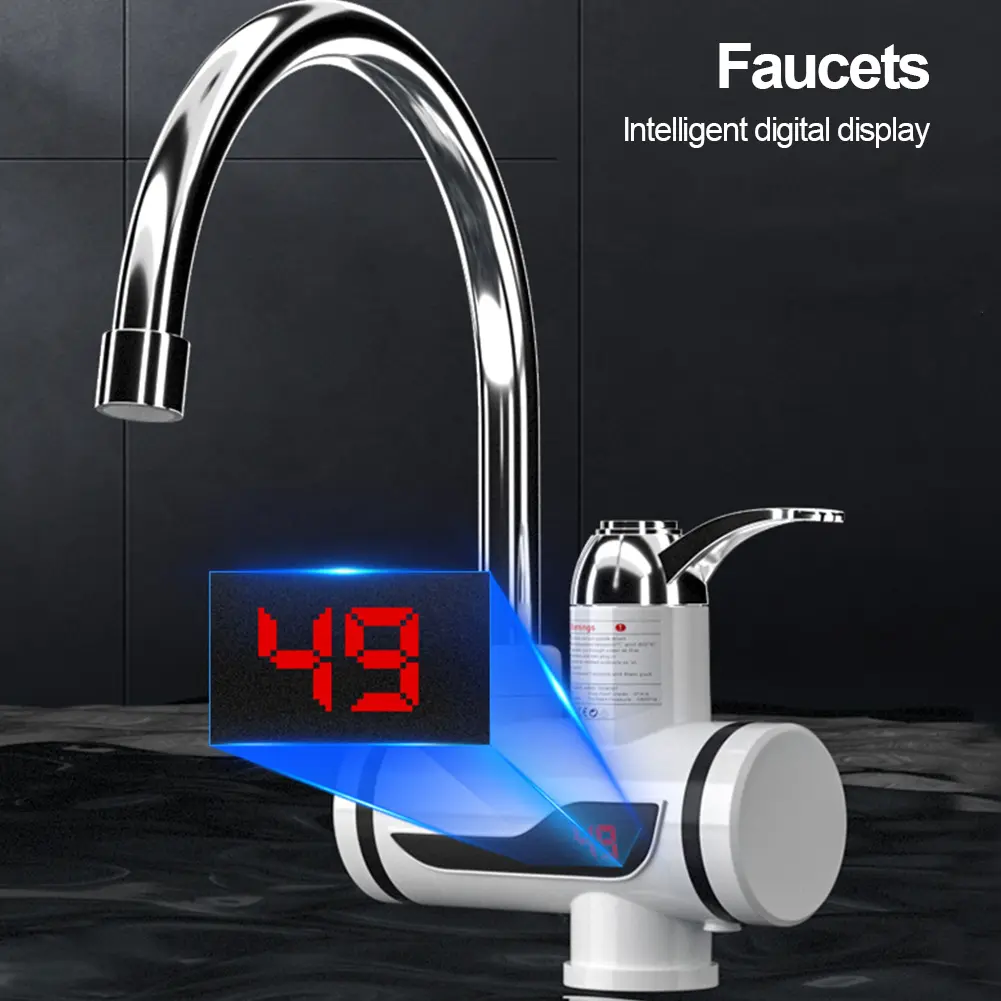 Electric Hot Water Heater Faucet 3000W Hot Cold Mixer Tap 360 Degree Rotation Hot Water Faucet Digital Kitchen Bathroom Supplies
