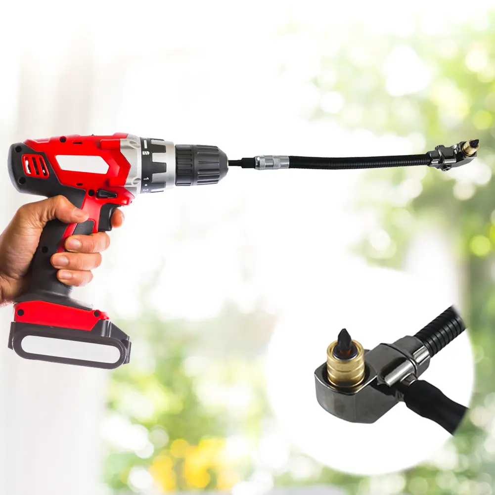 90 Degree Electric Drill Chuck 300mm Flexible Shaft Extension Rod Drill Attachment Right Angle Electric Drill Corner Tool