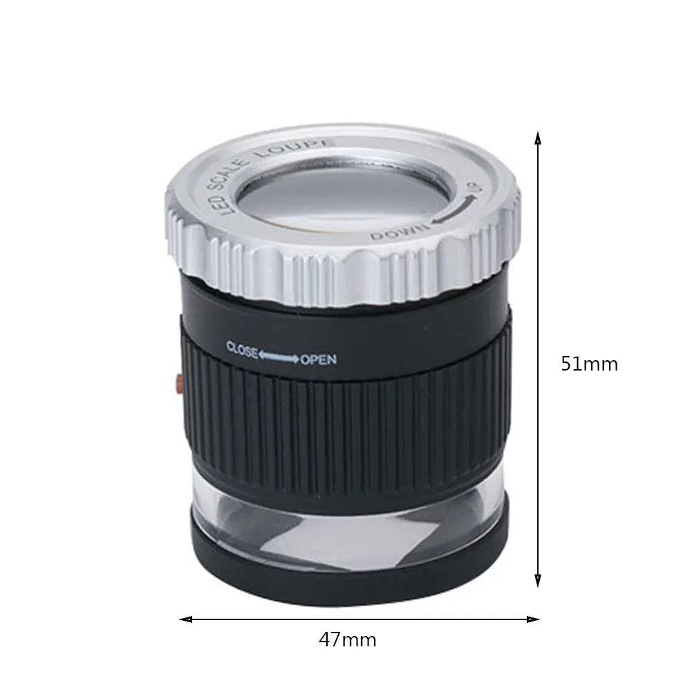 30X Adjustable Handheld Cylindrical Magnifier LED UV Jewelry Money Glass Loupe
