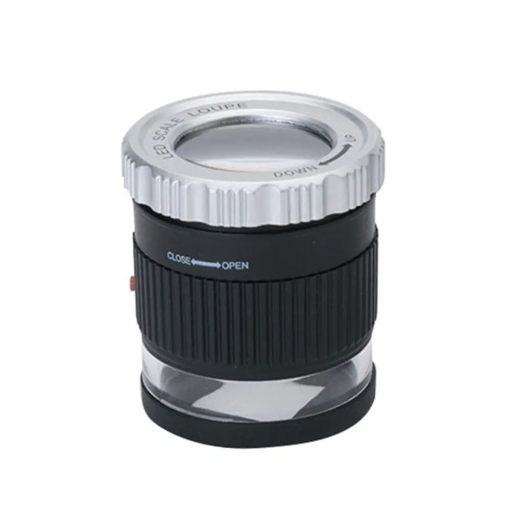 30X Adjustable Handheld Cylindrical Magnifier LED UV Jewelry Money Glass Loupe