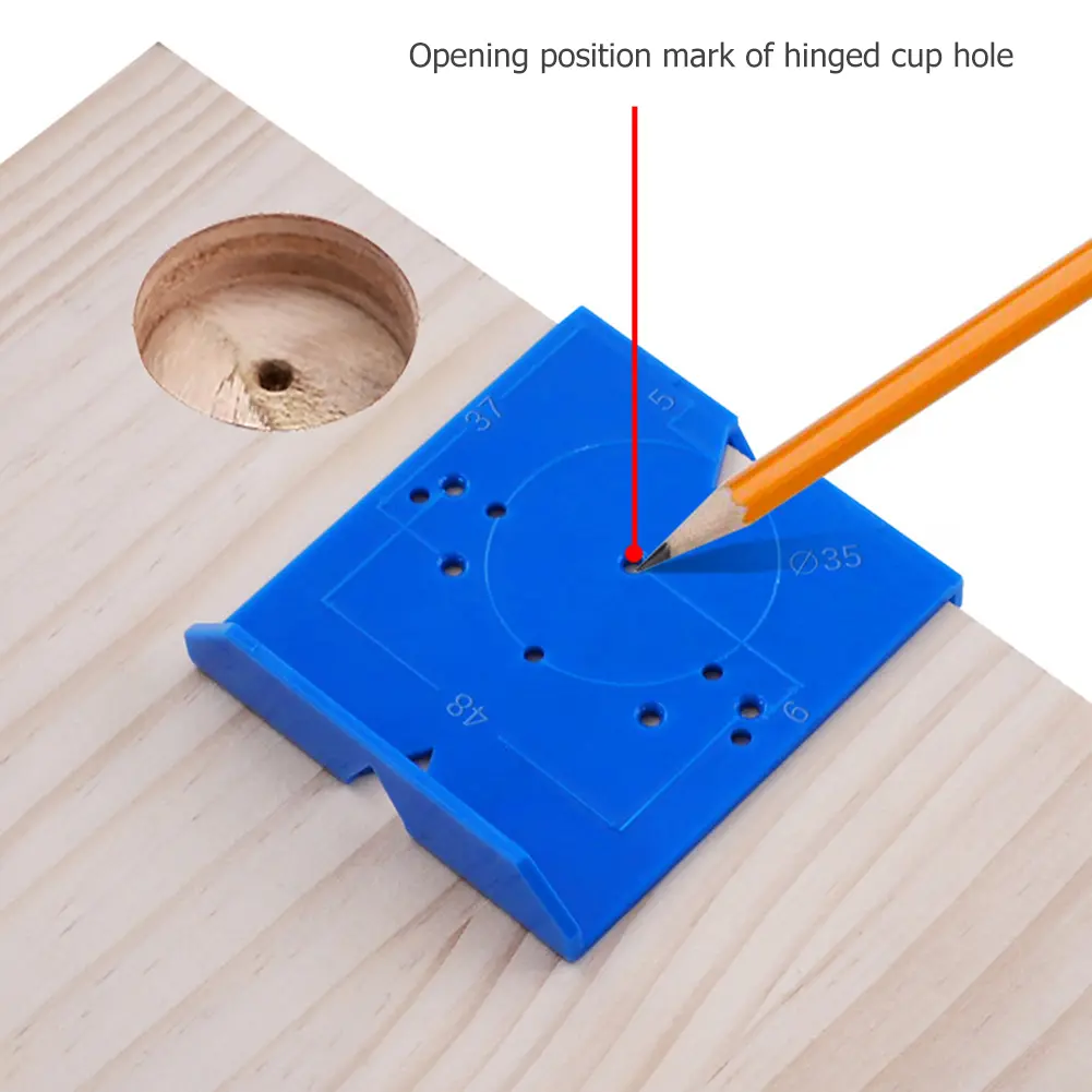 Hinge Hole Drilling Guide Locator 35mm Dowel Jig ABS Hinge Jig Hole Saw for Wood Drill Furniture Hinge Installation Woodworking