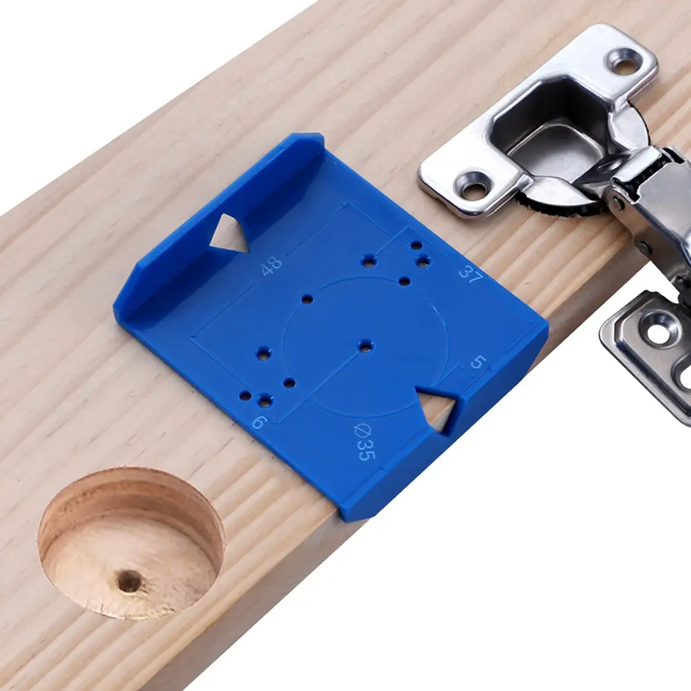 Hinge Hole Drilling Guide Locator 35mm Dowel Jig ABS Hinge Jig Hole Saw for Wood Drill Furniture Hinge Installation Woodworking
