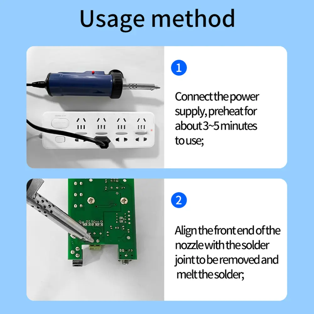 BBT-580 Automatic Vacuum Desoldering Pump AC 110V/220V Vacuum Solder Sucker 30W with 3 Suction Tip for Tin Removal and Soldering