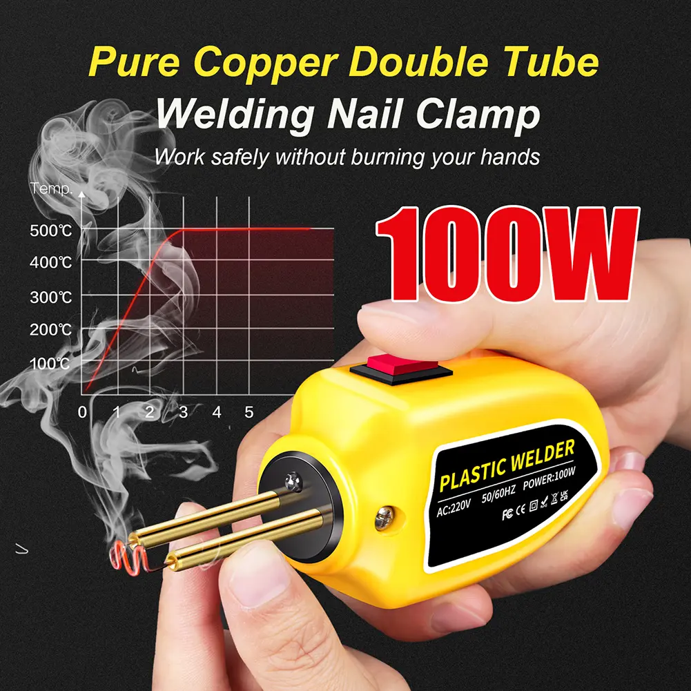 100W Plastic Welding Machine Plastic Welder with 200pcs Staples Hot Stapler Plastic Welding Kit Plastic Repair Kit