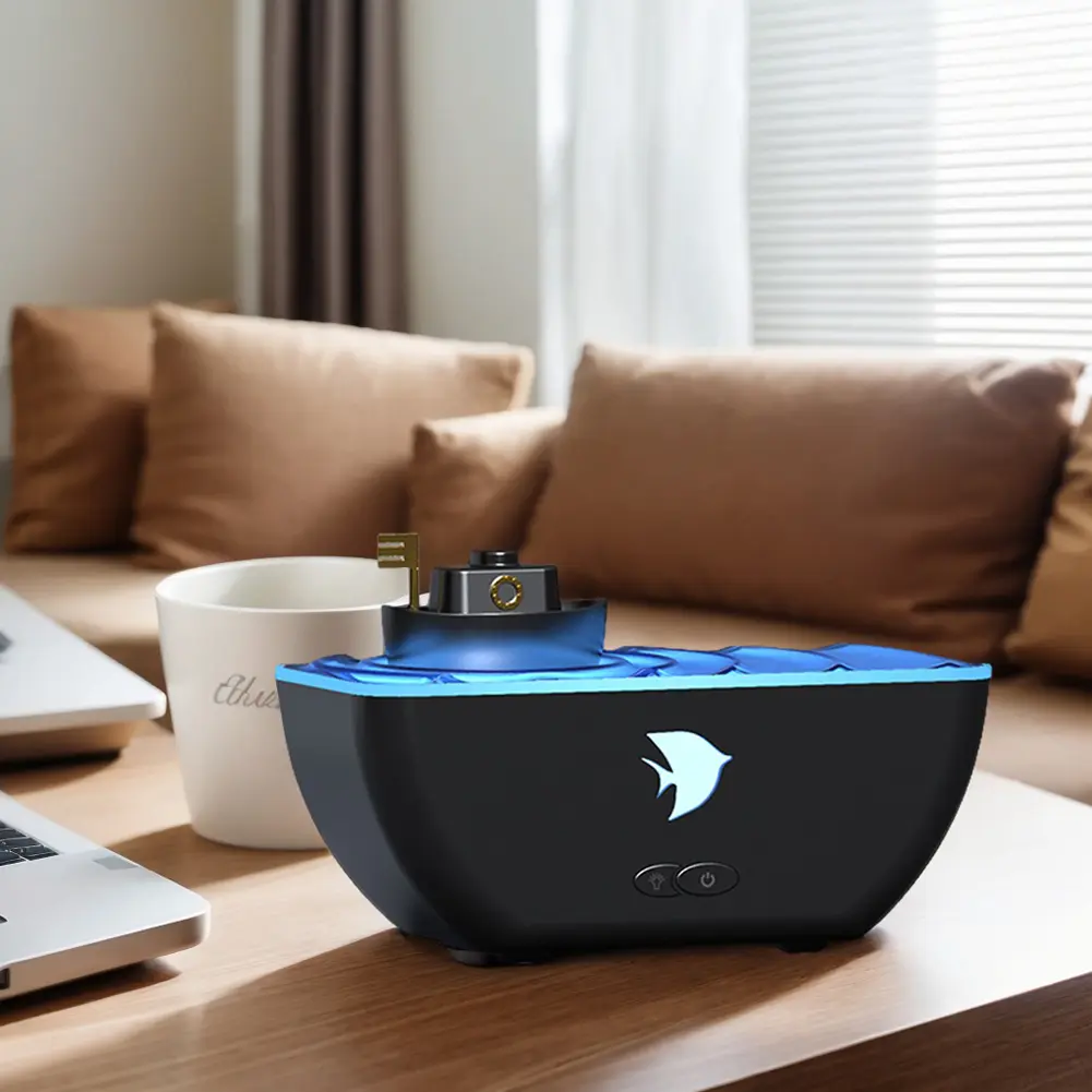 300ml Ship Shaped Essential Oil Diffuser Auto-Off Cool Mist Humidifier with LED Light Fragrance Oil Diffuser for Yoga Meditation