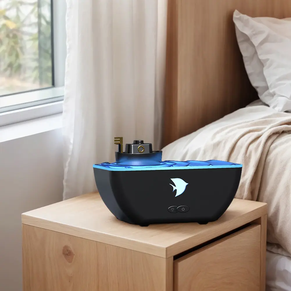 300ml Ship Shaped Essential Oil Diffuser Auto-Off Cool Mist Humidifier with LED Light Fragrance Oil Diffuser for Yoga Meditation