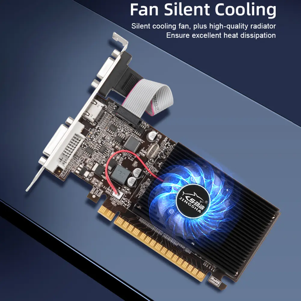 GT610 Video Card 1GB/2GB 810MHZ DDR3 Graphics Video Card HD VGA DVI Interface Replacement Accessories for Computer Desktop Game