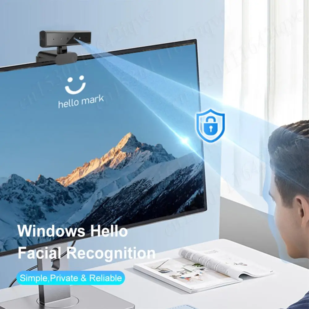 Identification Login Web Camera for Windows 10/11 HD 1080P Detachable USB Computer Facial Recognition Webcam Built-In Microphone