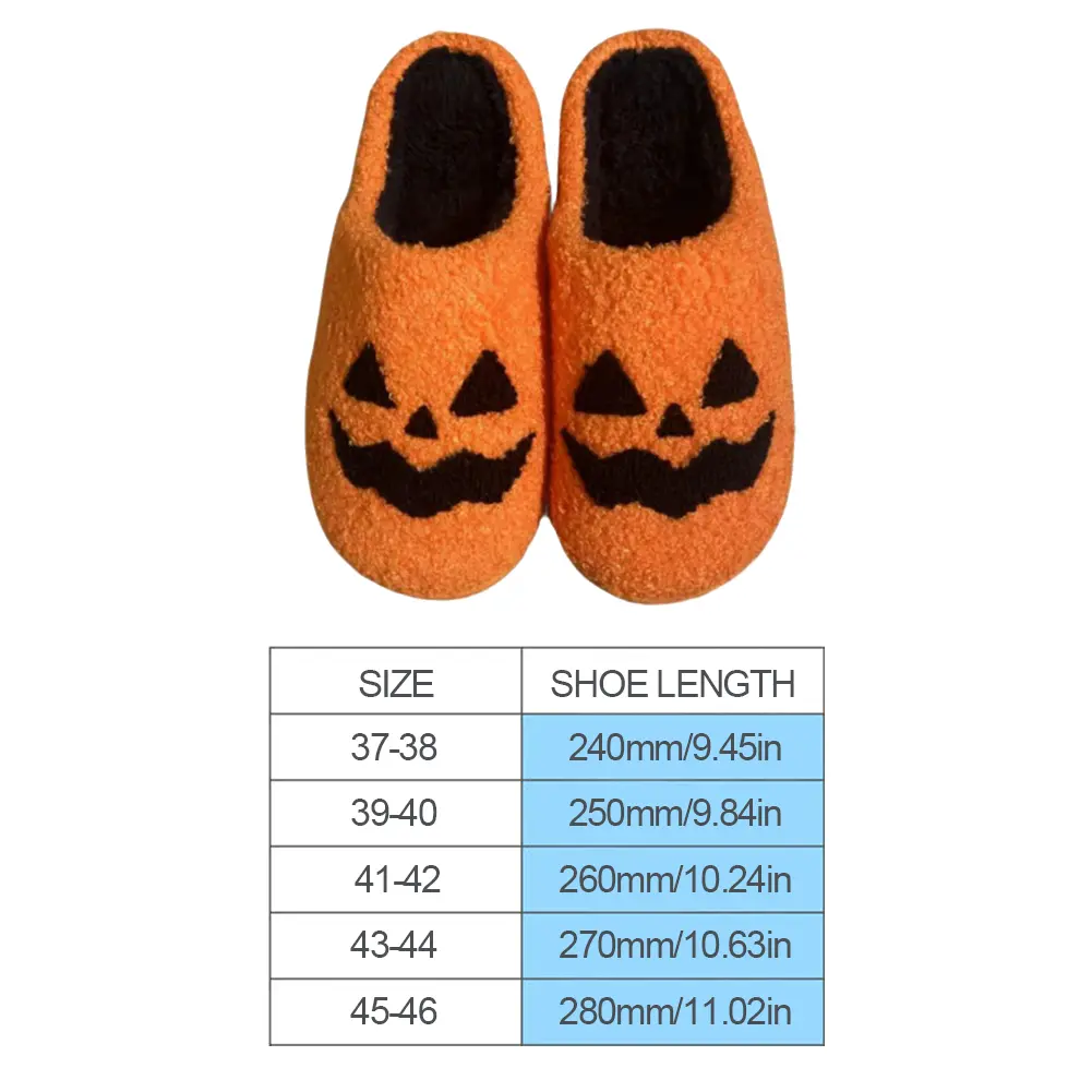 Unisex Pumpkin Slippers Cozy Halloween Fluffy Slippers Thickened Lightweight House Slippers Anti Slip for Winter Indoor Outdoor
