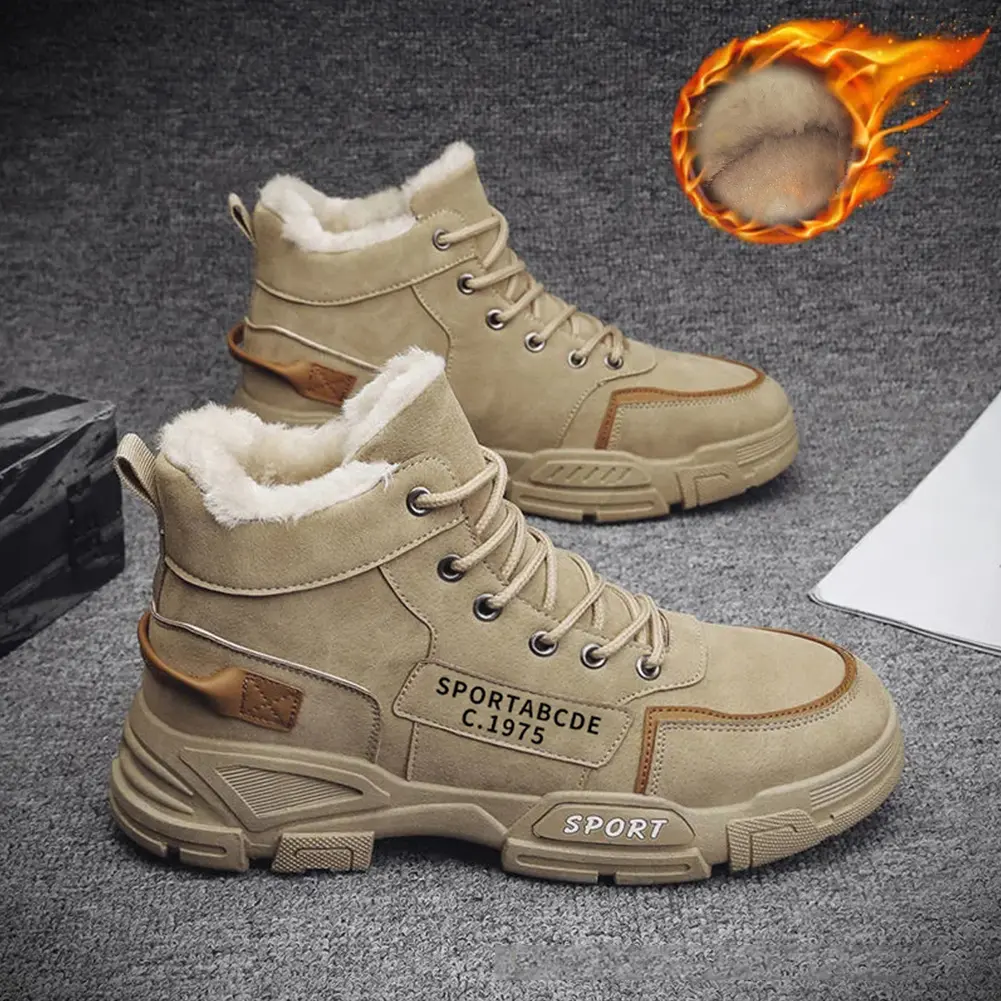 Men Snow Boots Fur Lined Thermal Warm Boots Non-Slip Casual Boots for Outdoor Hiking Trekking Walking