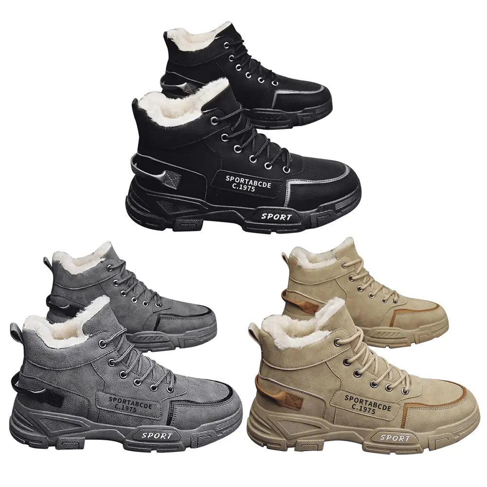 Men Snow Boots Fur Lined Thermal Warm Boots Non-Slip Casual Boots for Outdoor Hiking Trekking Walking