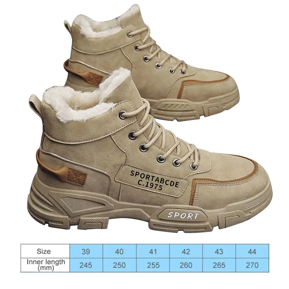 Men Snow Boots Fur Lined Thermal Warm Boots Non-Slip Casual Boots for Outdoor Hiking Trekking Walking
