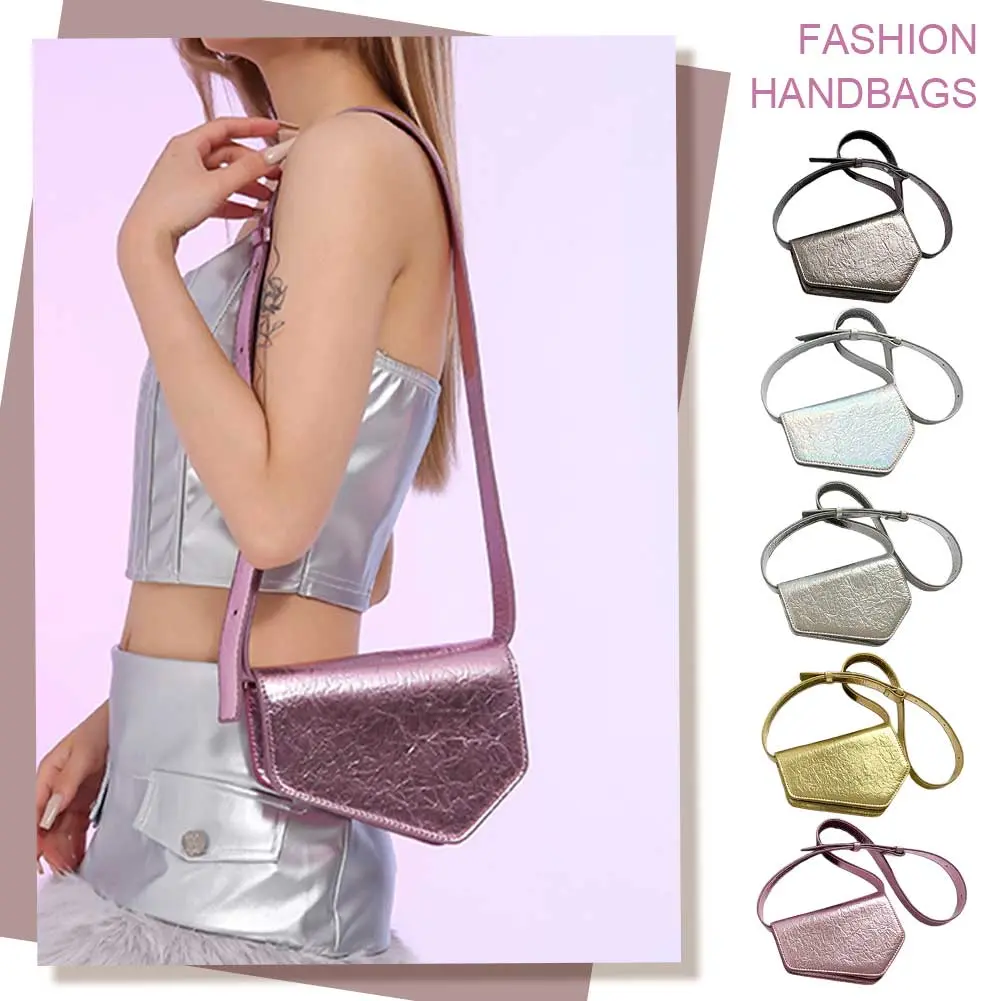 Women Irregular Shoulder Bag PU Leather Simple Evening Bag Adjustable Strap Fashion Sling Bag Female Dating Bag