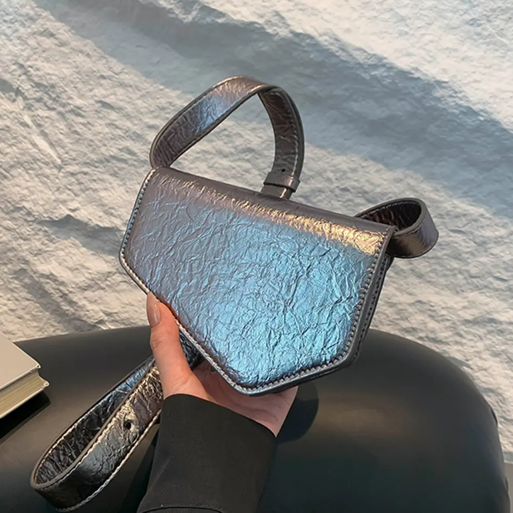 Women Irregular Shoulder Bag PU Leather Simple Evening Bag Adjustable Strap Fashion Sling Bag Female Dating Bag