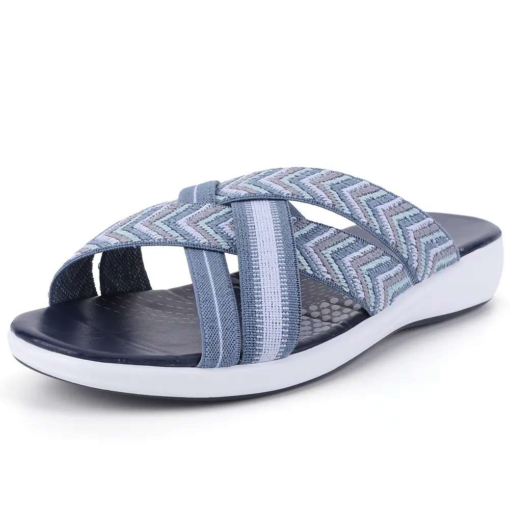 Women Slide Sandals Wide Width Cross Strap Thick Cushion Slippers Open Toe Slip On Slides Lightweight for Summer
