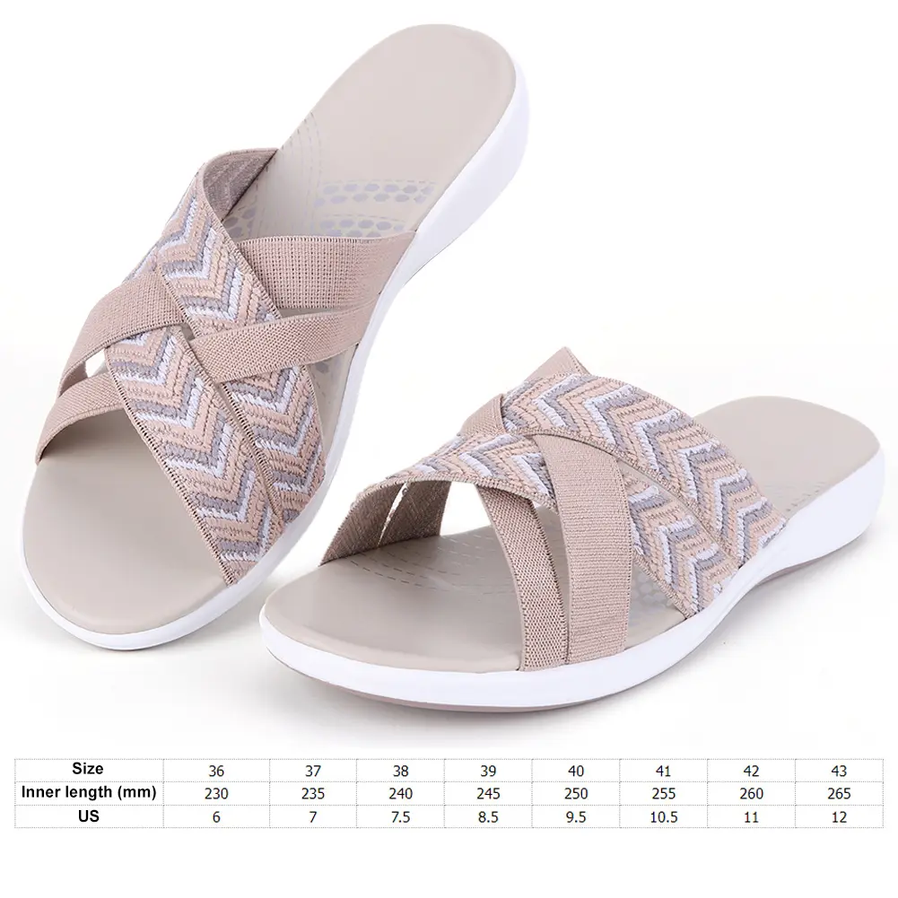 Women Slide Sandals Wide Width Cross Strap Thick Cushion Slippers Open Toe Slip On Slides Lightweight for Summer