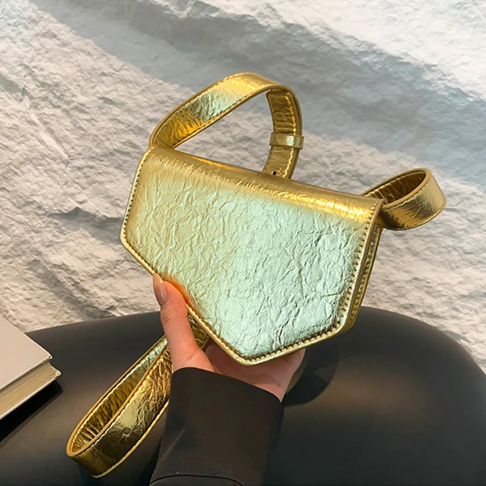 Women Irregular Shoulder Bag PU Leather Simple Evening Bag Adjustable Strap Fashion Sling Bag Female Dating Bag