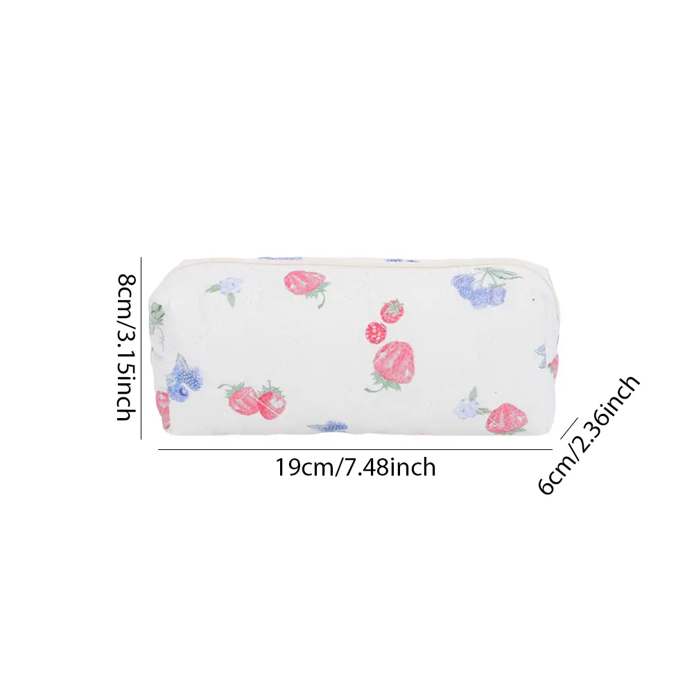 3Pcs Cute Quilted Cosmetic Bag Strawberry Print Quilting Storage Bag Aesthetic Toiletry Purse Bathroom Shower Travel Bag