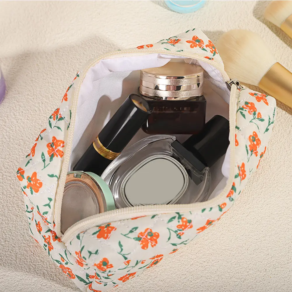 Cotton Toiletry Bag 3Pcs Makeup Bag Cute Floral Toiletry Organizer Bag Travel Cosmetic Bag for Women Girls