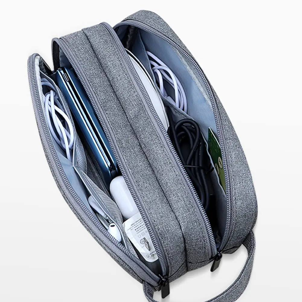 Double Layers Universal Accessories Storage Bag Multifunctional Large Capacity for USB Cable Cord Charger Headset Wire SD Card
