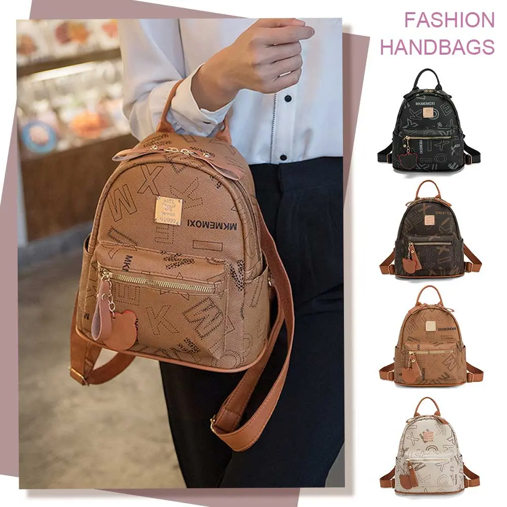 Backpack Purse PU Leather Adjustable Strap Mini Backpack for Women Multi Pockets Rucksack School Bag for Travel Shopping