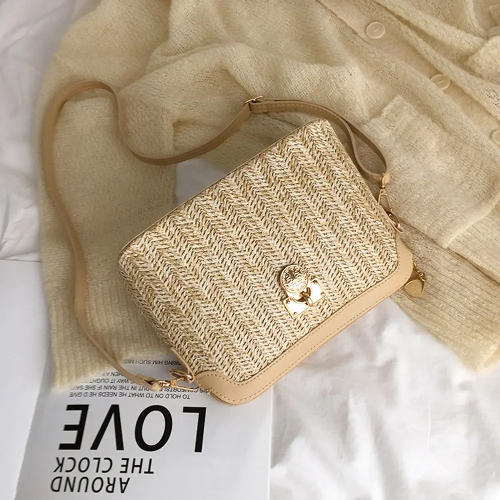 Women Summer Straw Messenger Bags Woven Shoulder Bag Designer Crossbody Pouch Handmade Rattan Beach Travel Bag