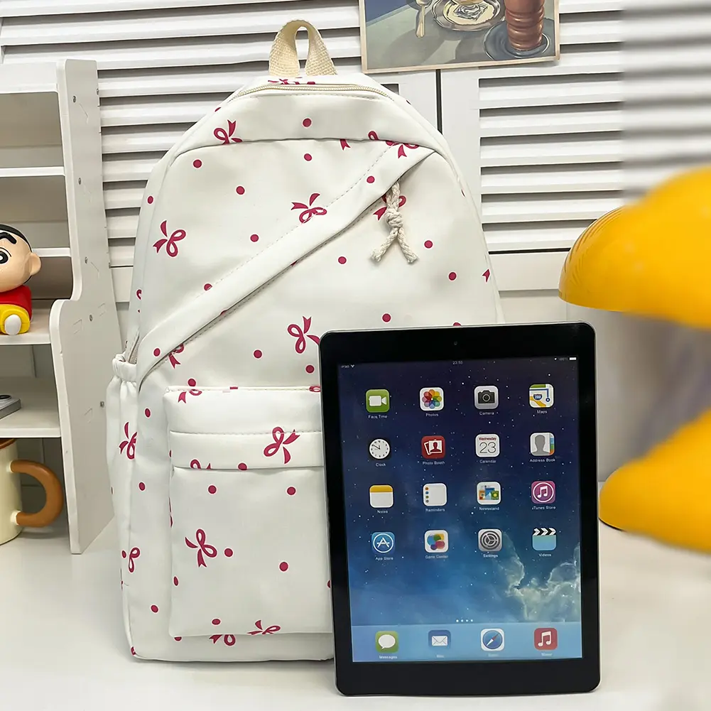 3pcs Bow Tie College School Backpack with Lunch Box and Pencil Case Backpack Set School Backpack Set for Teens Women Student