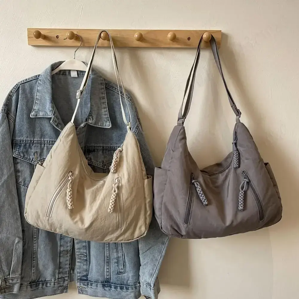 Women Crescent Crossbody Bag Nylon Multi-Pocket Lightweight Shoulder Bag Large Capacity Half Moon Sling Bag Female Shopping Bag