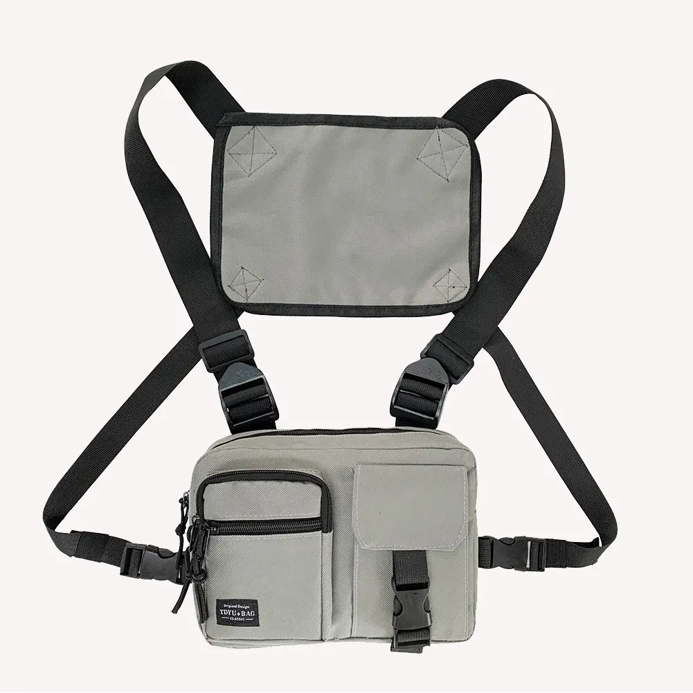 Oxford Cloth Vest Bag Casual Function Men Women Zipper Casual Chest Rig Bag
