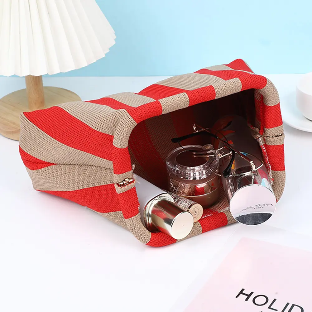 Ladies Crochet Clutch Contrast Color Beach Bags Purses Summer Woven Bags Women's Knitted Dumpling Bag Female Colorblock Hand Bag