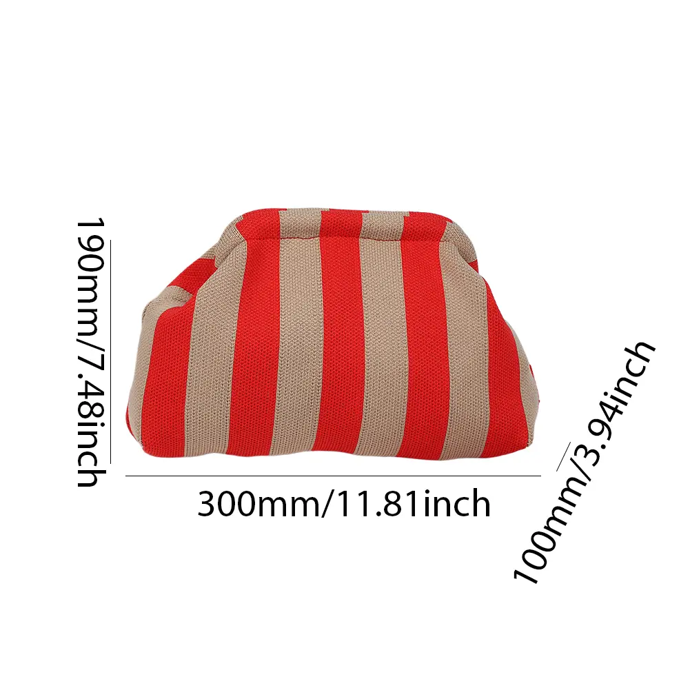 Ladies Crochet Clutch Contrast Color Beach Bags Purses Summer Woven Bags Women's Knitted Dumpling Bag Female Colorblock Hand Bag