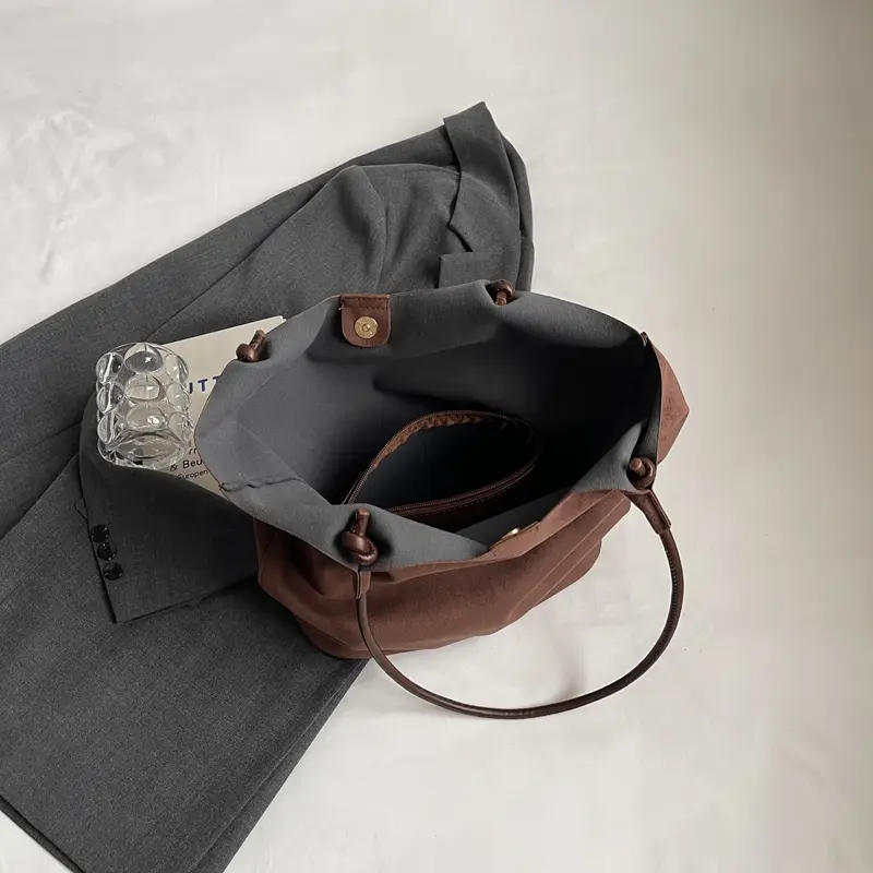 Faux Suede Shoulder Bag for Women Tote Bag Slouchy Solid Slouchy Top-handle Bag Magnetic Closure Hobo Bag Handbag Work Travel
