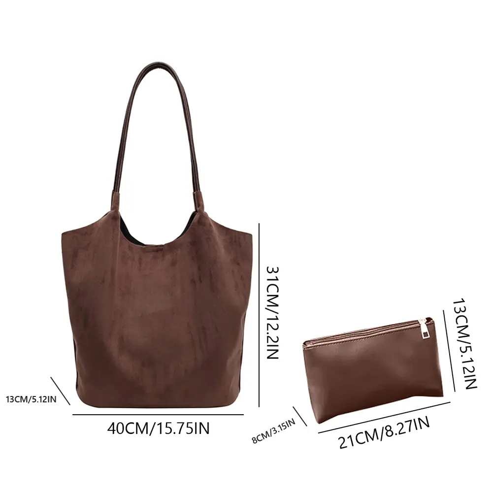 Faux Suede Shoulder Bag for Women Tote Bag Slouchy Solid Slouchy Top-handle Bag Magnetic Closure Hobo Bag Handbag Work Travel