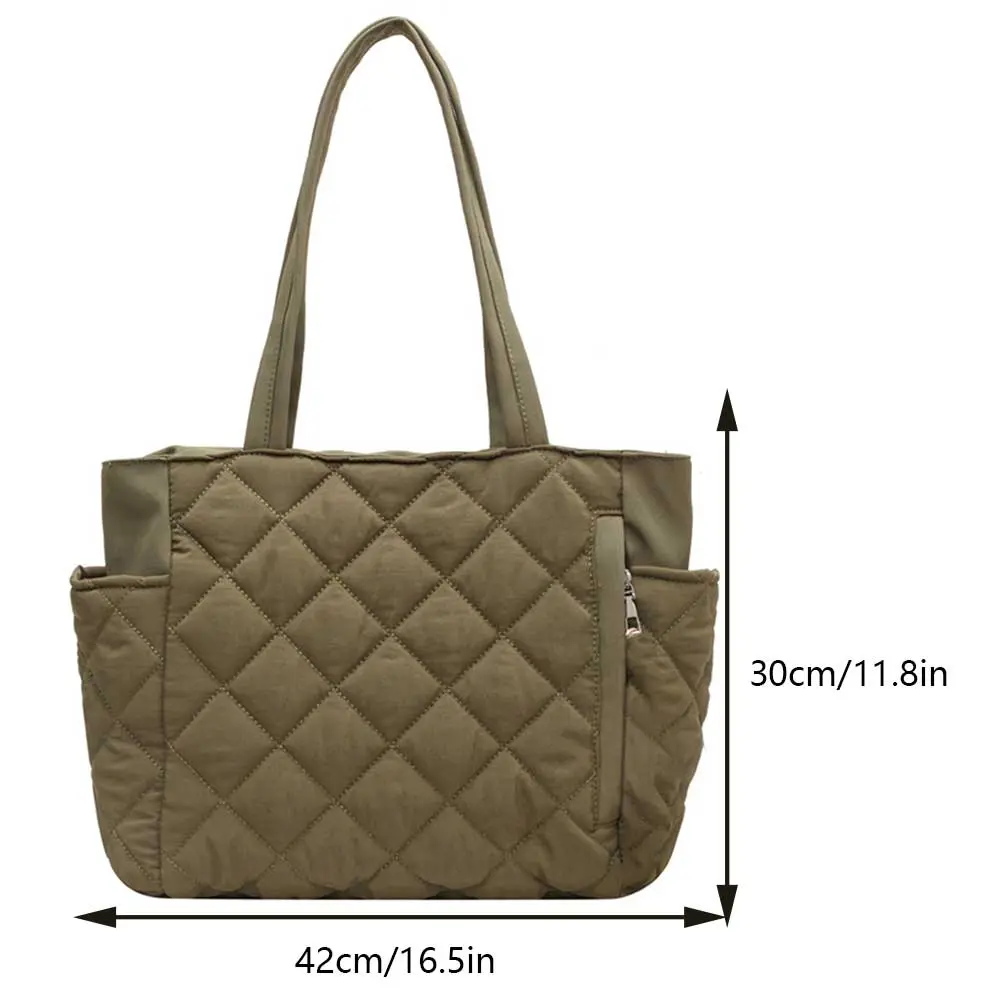 Women Down Satchel Bag Adjustable Strap Soft Sling Bag Large Capacity Top Handle Bag Diamond Quilted Tote Bag Slouchy Travel Bag